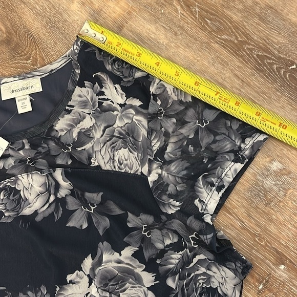 Dress Barn Women Size 3X Floral Micro Mesh Blue White Lined Cap Sleeve NWT - Picture 11 of 16
